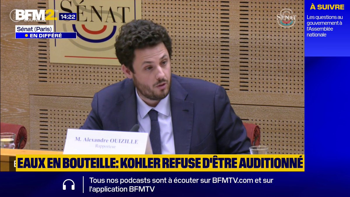 💬 "Il n'y a pas de dispense pour Alexis Kohler, l'Élysée n'est pas une cité interdite" Eaux en bouteille: la commission d'enquête du Sénat dénonce le refus du secrétaire général de l'Élysée d'être auditionné