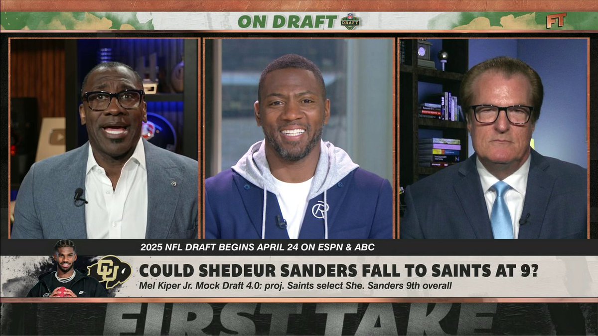 "They make it seem like [Shedeur] shrunk all of a sudden." 😅 shannon sharpe on Shedeur Sanders falling to the Saints at No. 9 in Mel Kiper Jr.'s Mock Draft 4.0 👀