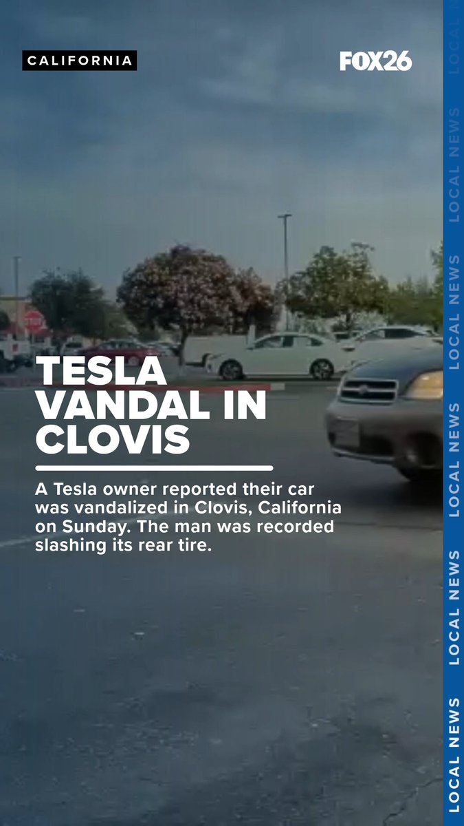 Another unhinged lunatic was caught slashing Tesla tires in Clovis, California. Let's make him famous!