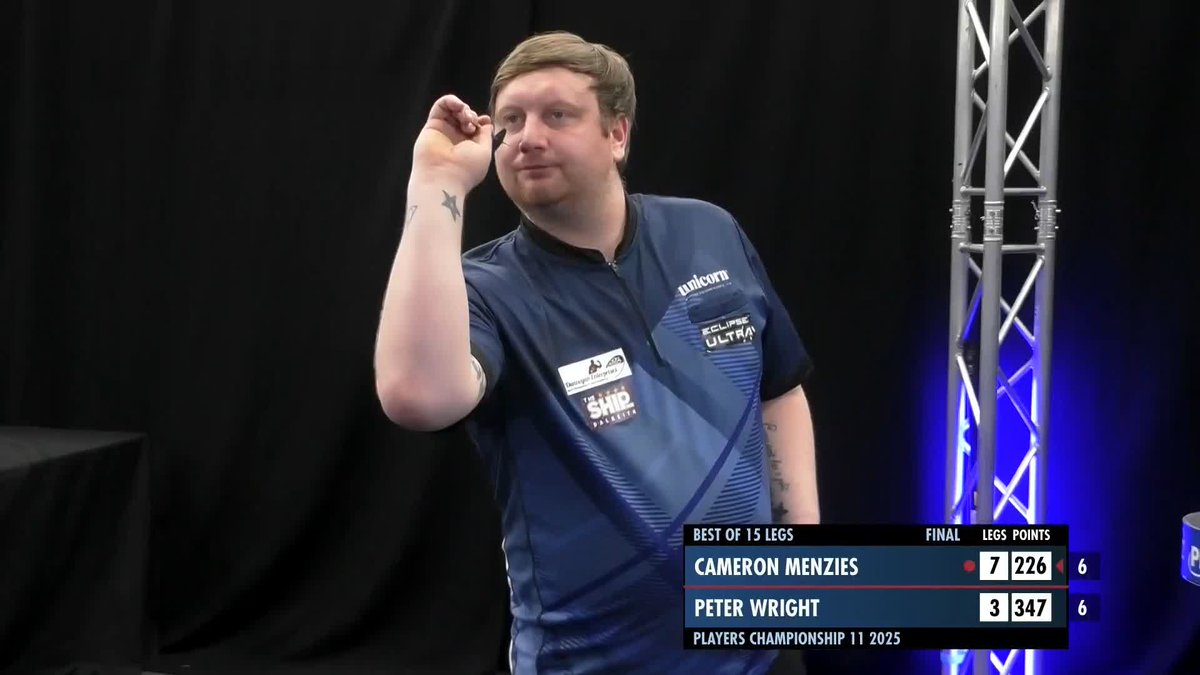 MENZIES WINS PC11! 🏆 Cameron Menzies loves it here in Leicester, as he wins his second PDC title here in the Mattioli Arena in the space of seven months, as he beats compatriot Peter Wright 8-3, averaging over 107 on his way to victory! 📺 #PC11