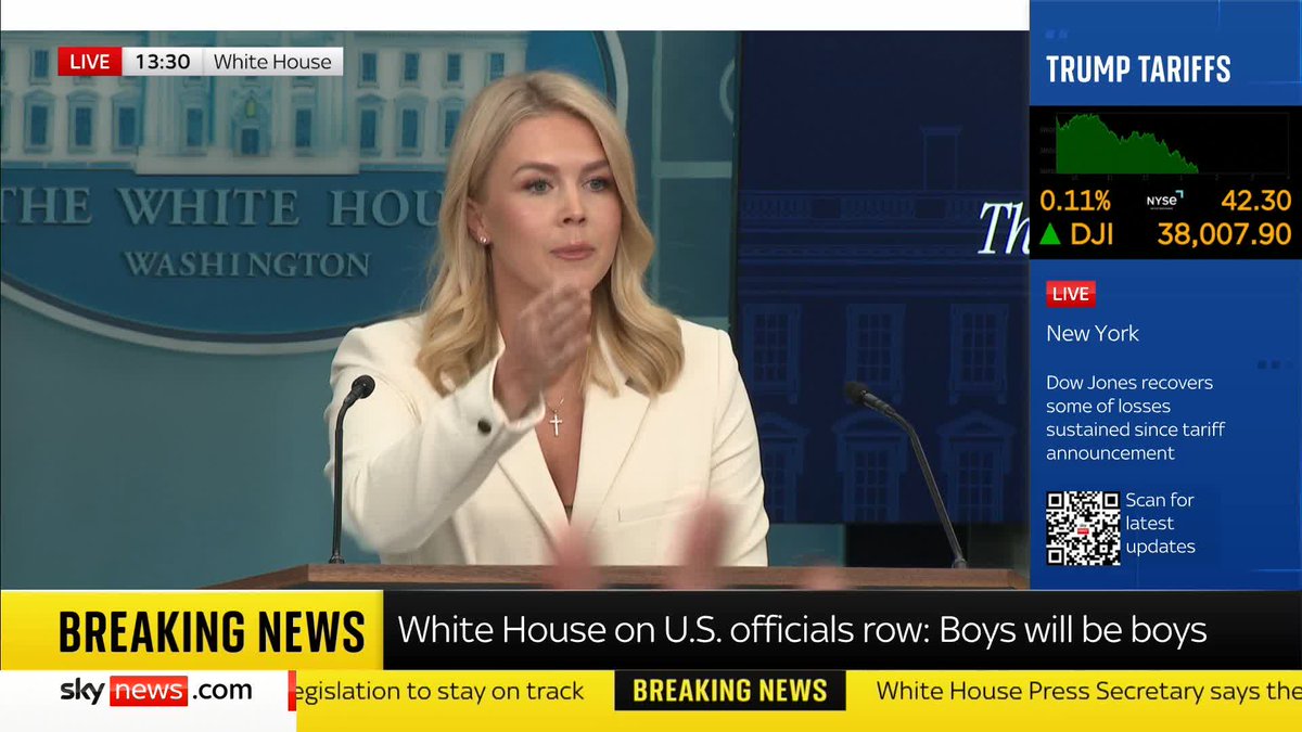 "It will be going into effect at 12.01am tonight" Press Secretary, Karoline Leavitt confirms an additional 50% tariff will be imposed on China - this additional tariff means that China will face a 104% tariff in total Live updates ➡️ 📺 Sky 501
