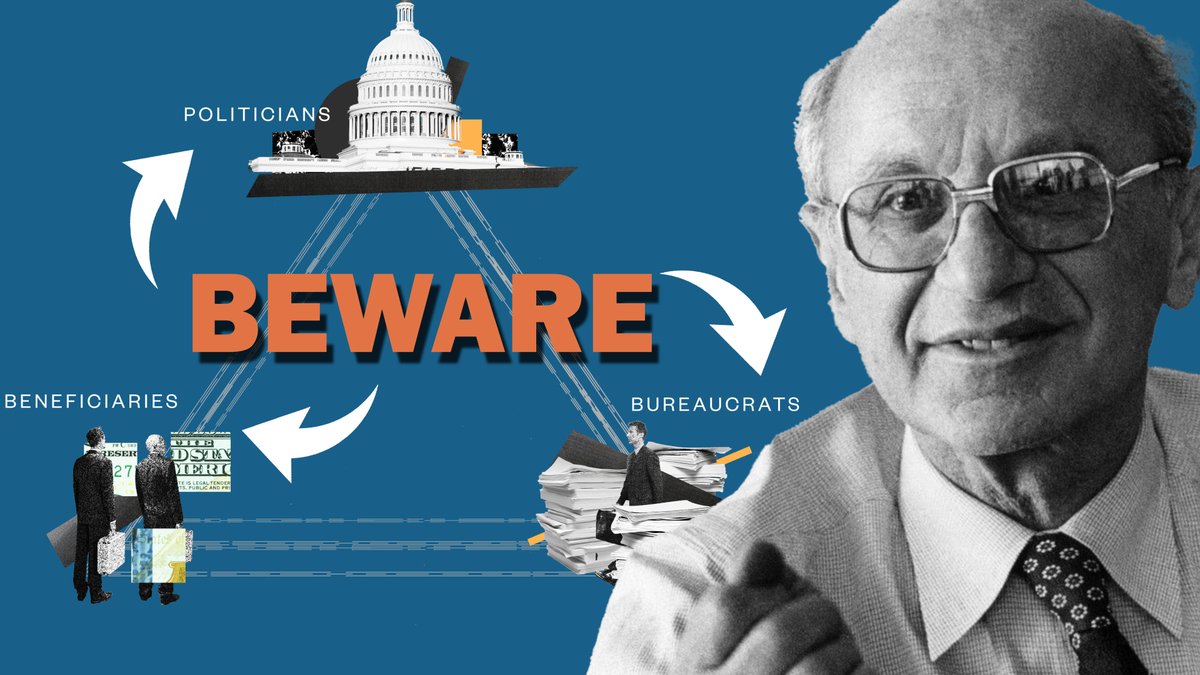 Nobel Prize-winning economist Milton Friedman says the Iron Triangle of Politics must be defeated to cut down the government for good.