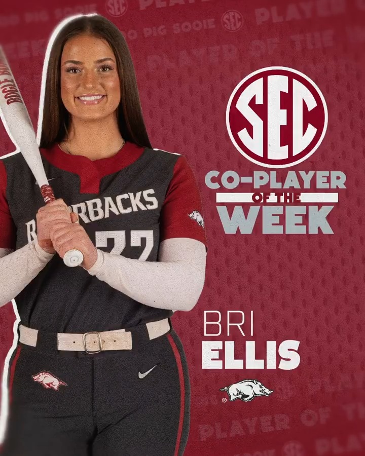 🥎 SEC Player of the Week: April 8 🐗 Bri Ellis Arkansas Softball x #SECSB