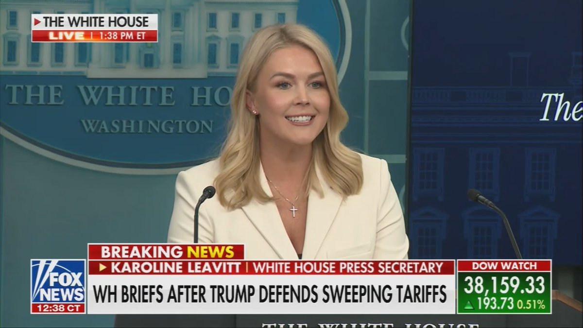 Karoline Leavitt brought the tariff receipts for Nancy Pelosi and Chuck Schumer today. Glorious to watch.