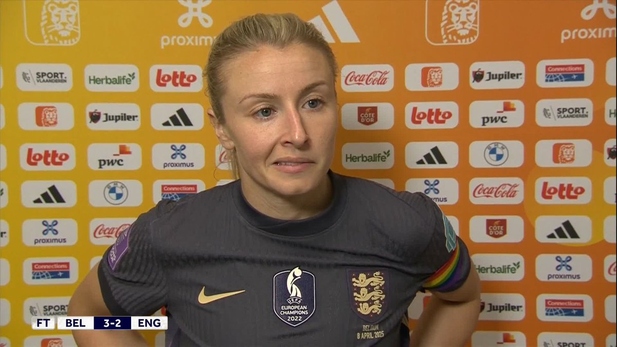 🗣️ "We needed to figure it out a little bit quicker." 🗣️ "You've got to deal with players and runners better than we did today." Leah Williamson speaks to Katie Shanahan after defeat to Belgium #ITVFootball | #UWNL | Katie Shanahan