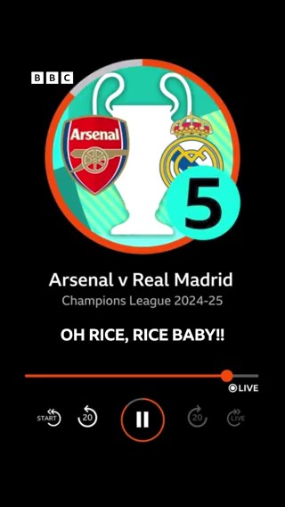 "OH RICE, RICE BABY!!" ๐๐ Ian Dennis was left stunned by Declan Rice's second free-kick ๐คฏ You'll love this one Arsenal fans ๐ค #BBCFootball #UCL #AFC #ARSRMA