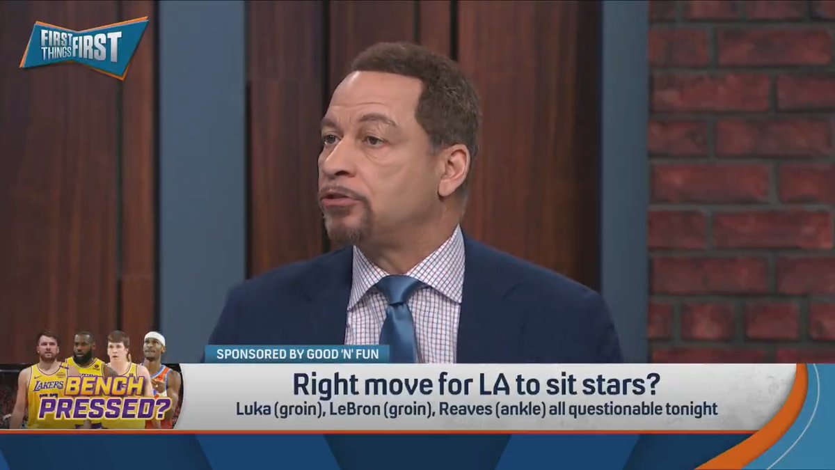 .Chris Broussard thinks it’s the right move for LA to sit Luka and LeBron: “The biggest advantage is mental. You want a mental edge in the playoffs.”