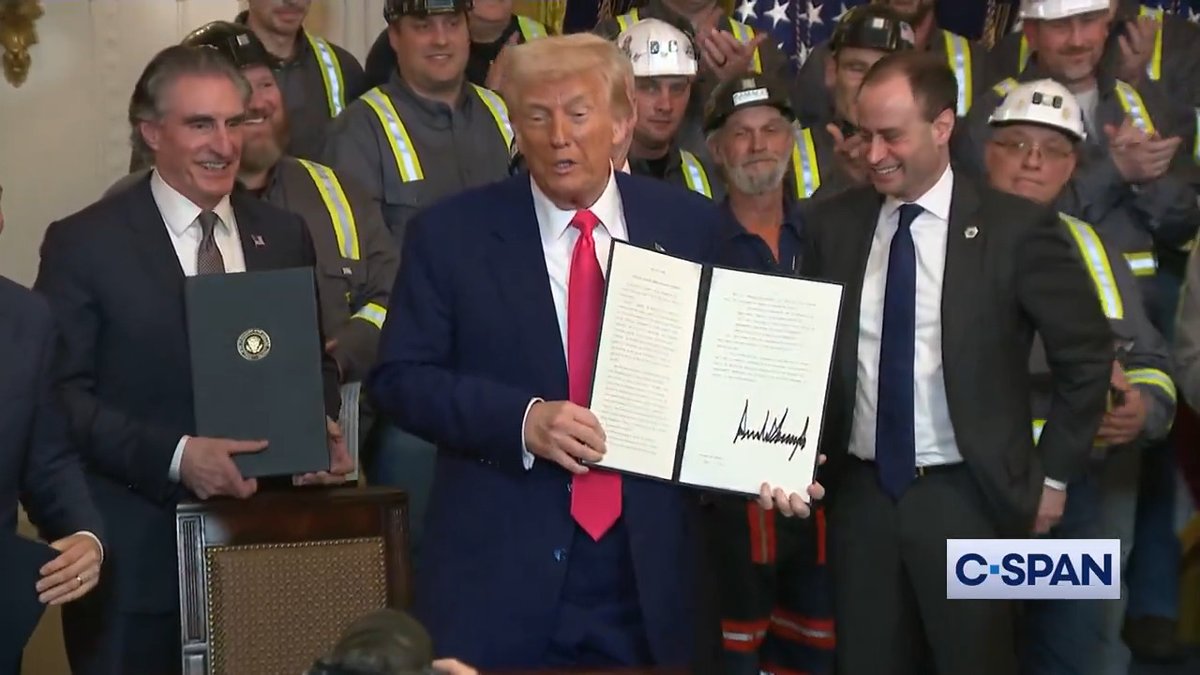 President Trump signs four executive orders supporting the coal industry, including an executive order directing the Department of Justice to investigate Democratic states with illegal policies on coal production.