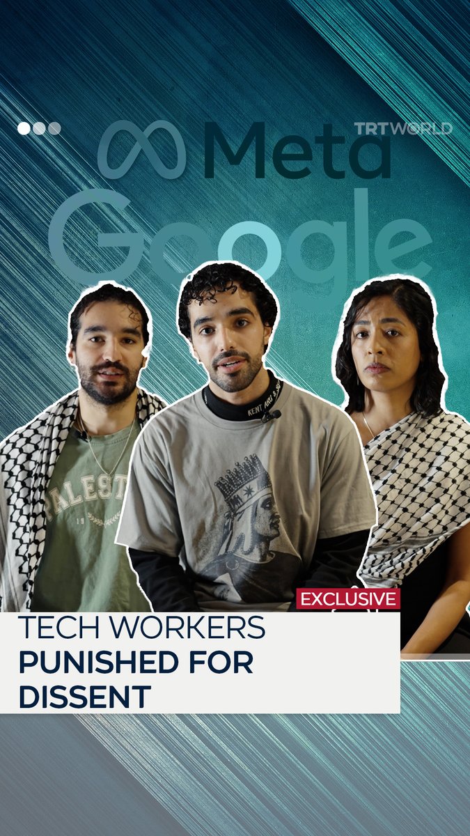 More and more tech workers are being silenced for speaking out against their companies’ ties to Israel’s genocidal war on Gaza. TRT World features three former employees from Meta and Google who were fired or resigned over their Palestine advocacy — just as Microsoft has now fired Ibthial Aboussad and Vaniya Agrawal for disrupting the company’s anniversary event to protest its role in Israeli apartheid
