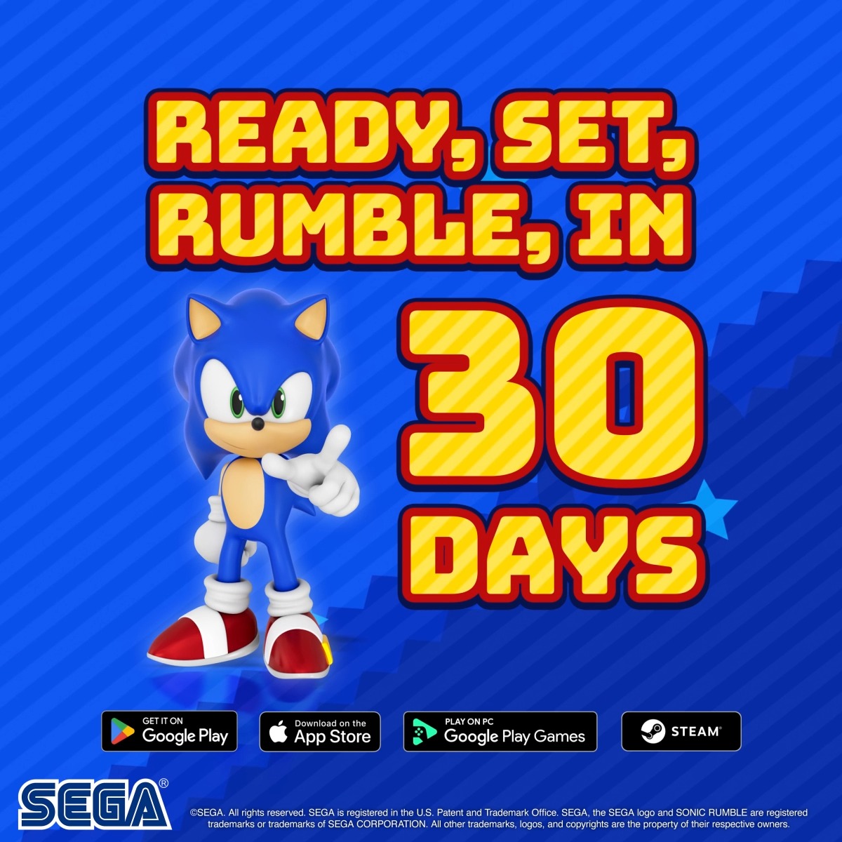 🌀 Spin dash like Sonic — Sonic Rumble launches in just 30 days! The Blue Blur is revving up for the ultimate battle royale race. With lightning-fast reflexes and a heart full of attitude, Sonic’s ready to rumble. Are you? 📲 Pre-register now: