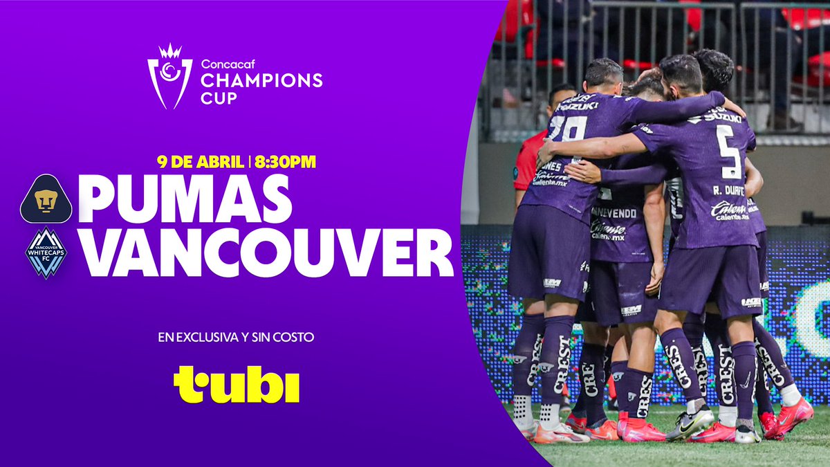 🐾 Por el orgullo auriazul en Concacaf. @PumasMx busca el pase a semifinales de la Copa de Campeones Concacaf frente al Vancouver Whitecaps en una Batalla épica este miércoles a las 8:30PM Vive la Concachampions en Tubi.