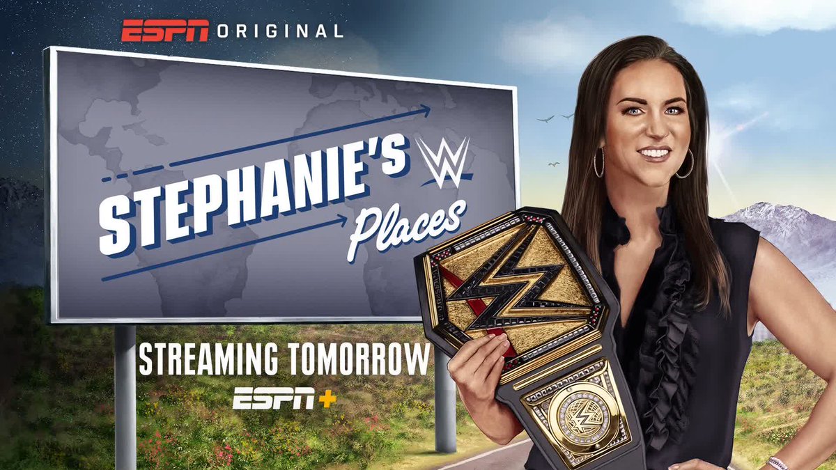 Don't miss the newest episode of #StephaniesPlaces with guest RheaRipley_WWE streaming TOMORROW on ESPN+! #WWENXT