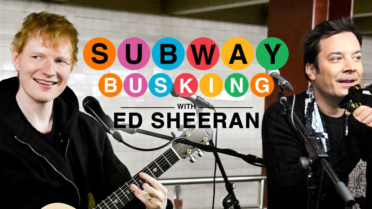 .Ed Sheeran HQ & Jimmy busk in disguise at an NYC subway stop! #FallonTonight #Azizam #PinkPonyClub