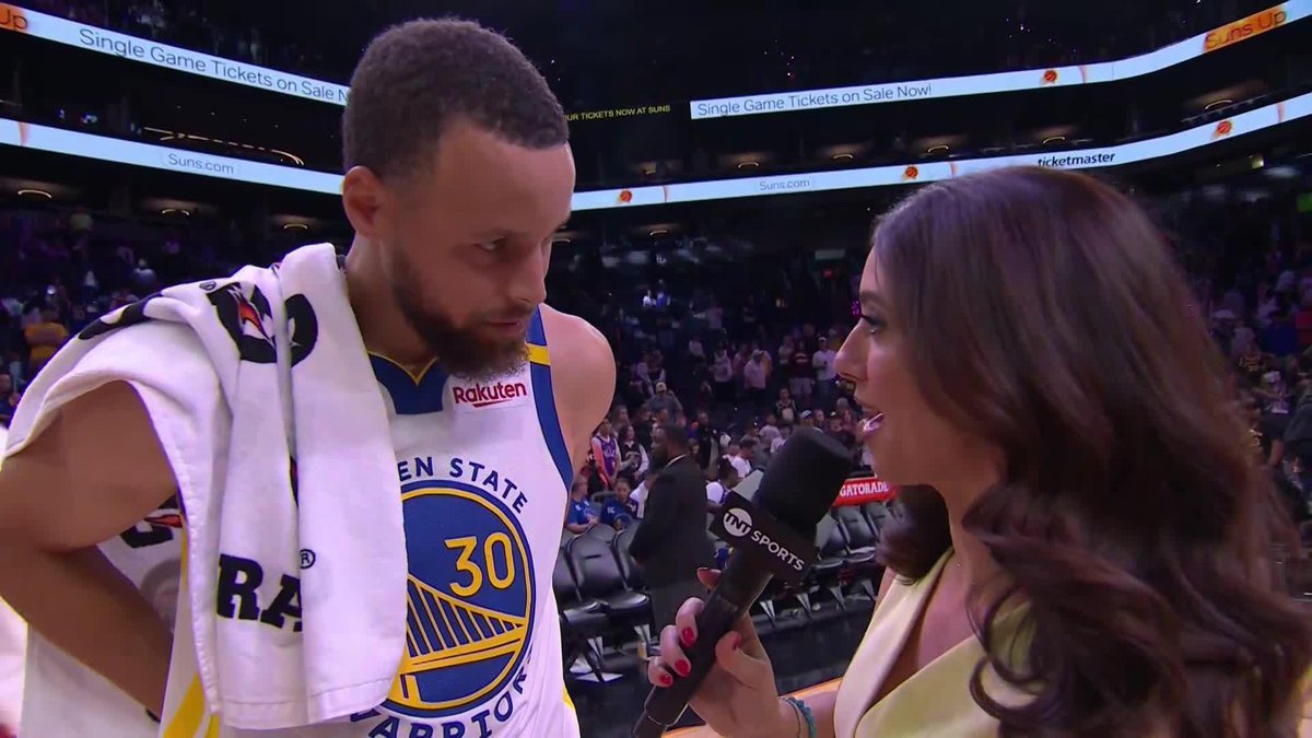 "He's made everyone else's job easier" 🙌 Stephen Curry sings Jimmy Butler's praises to Lauren Jbara after Golden State's big win