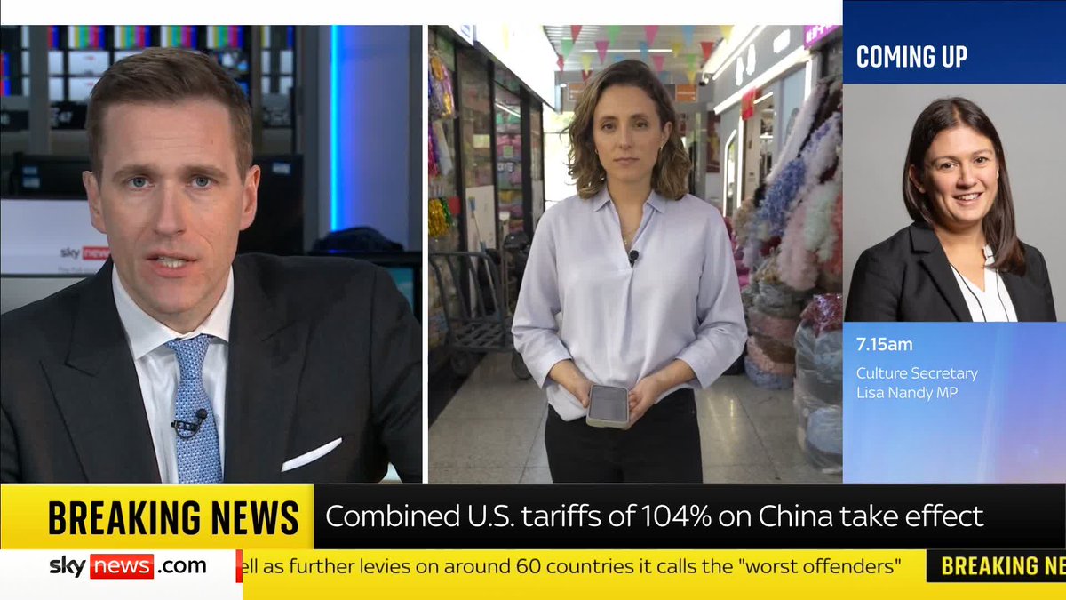 'Some sort of retaliation from China is very likely - what exactly they do is the big question.' Sky's Asia Correspondent Helen-Ann Smith reports from China as Donald Trump's 104% tariffs on the country have come into effect. 📺 Sky 501 and YouTube
