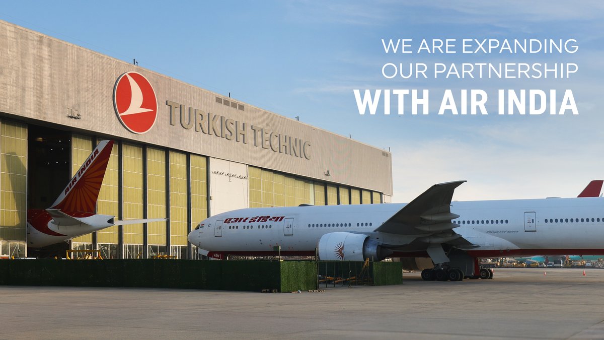 We are proud to announce the expansion of our strategic partnership with Air India! ✈️ The agreement covers nose-to-tail base maintenance operations for their Boeing 777 fleet, reinforcing our commitment to delivering top-tier #maintenance solutions. We look forward to further strengthening this partnership the years to come, ensuring quality and reliability at every step! #TurkishTechnic #MROThanEver