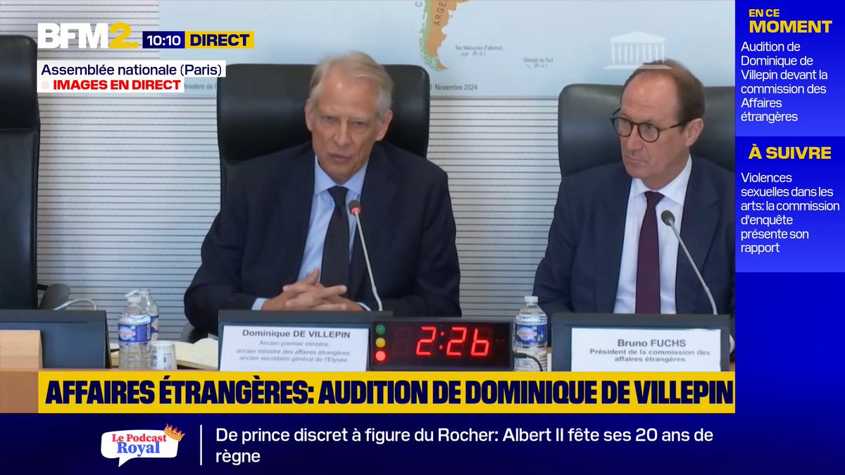 Relations France/Algérie: "Ce n'est pas en trépignant au 20h ou ailleurs que nous arriverons à faire avancer les choses (…), le président de la République fort heureusement a sifflé la fin de la récréation", estime Dominique de Villepin