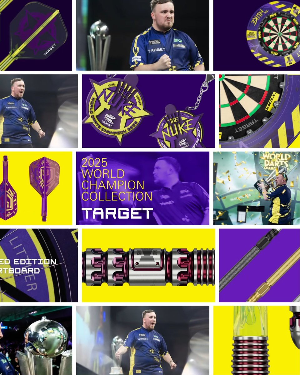 The Luke Littler World Championship range 🏆 ☢️ World Championship Edition Darts 🎯 World Championship K-Flex ☢️ World Championship Tor + Surround Bundle 🎯 Target SLK Swiss Points - Used to win the Worlds ☢️ Limited Edition Luke Littler Dartboard - only 180 available! #TeamTarget #TheNukeWC