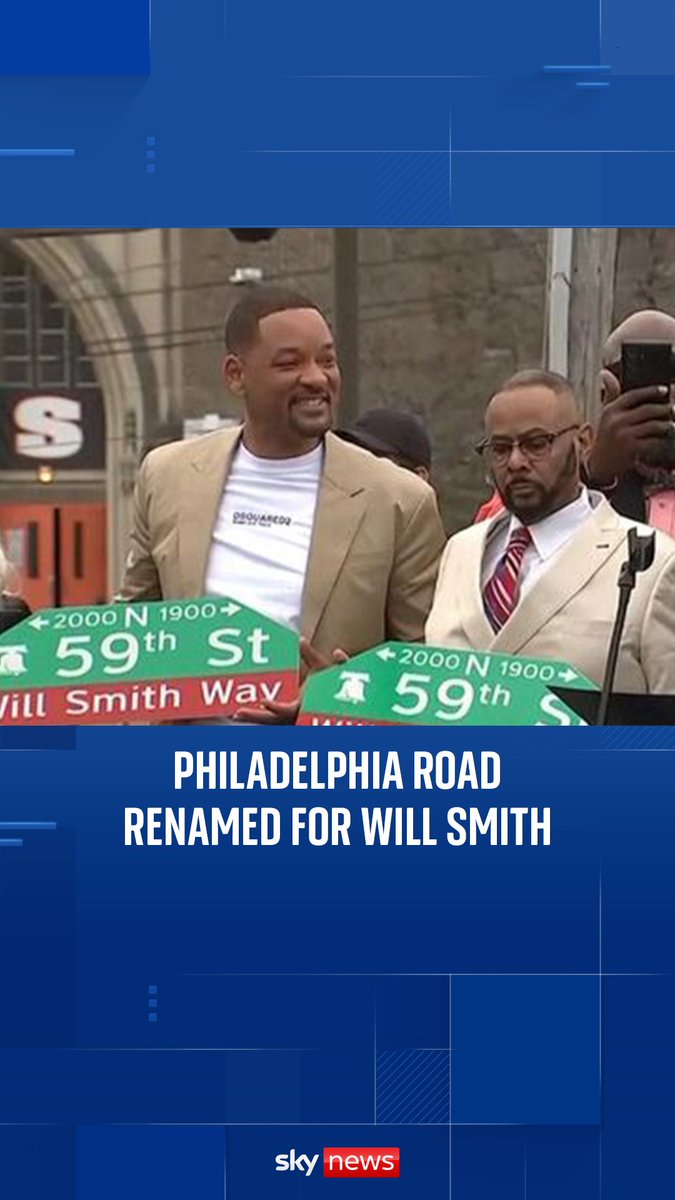 A street has been named after Will Smith in the area he was born and raised. What was 59th Street in Philadelphia has been renamed "Will Smith Way" in honour of the actor.