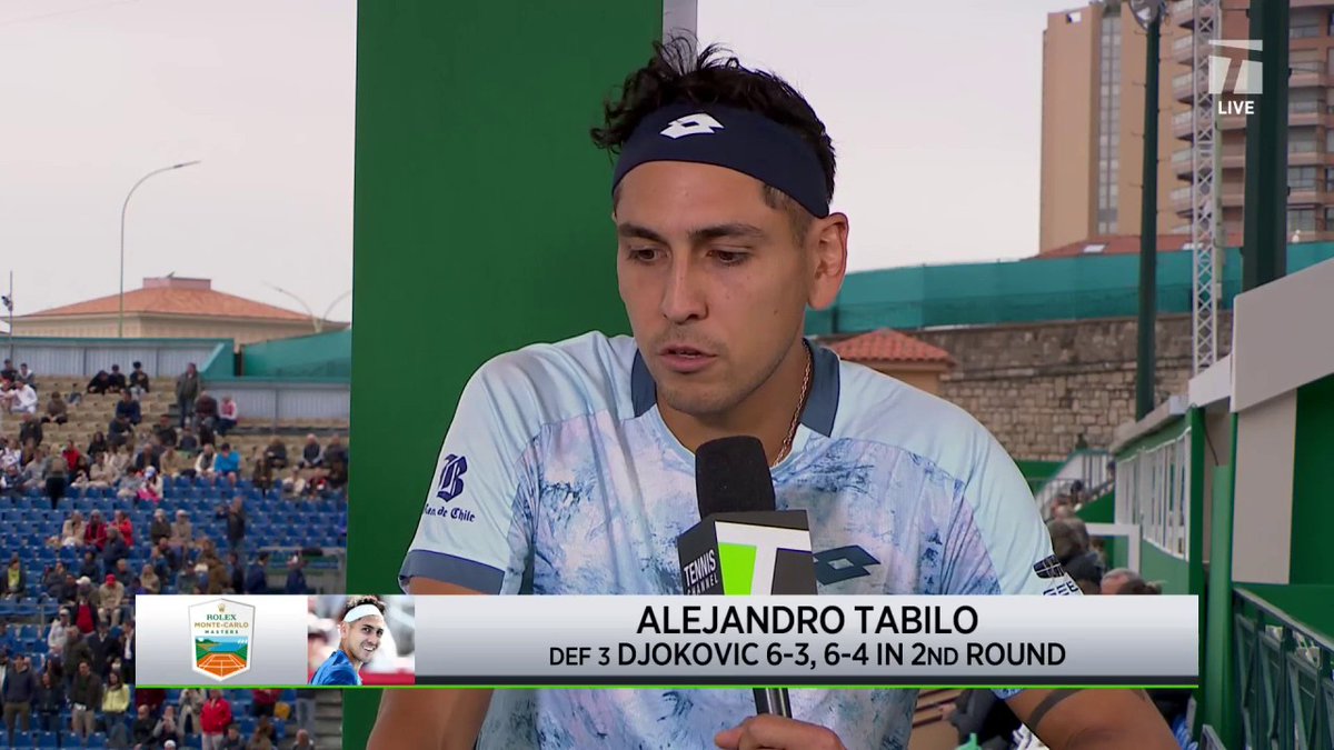 "We know how to play him. We already beat him once...I was a little bit looser thanks to that" 😌 Alejandro Tabilo explains how he took down Novak Djokovic at back-to-back clay 1000s #RolexMonteCarloMasters