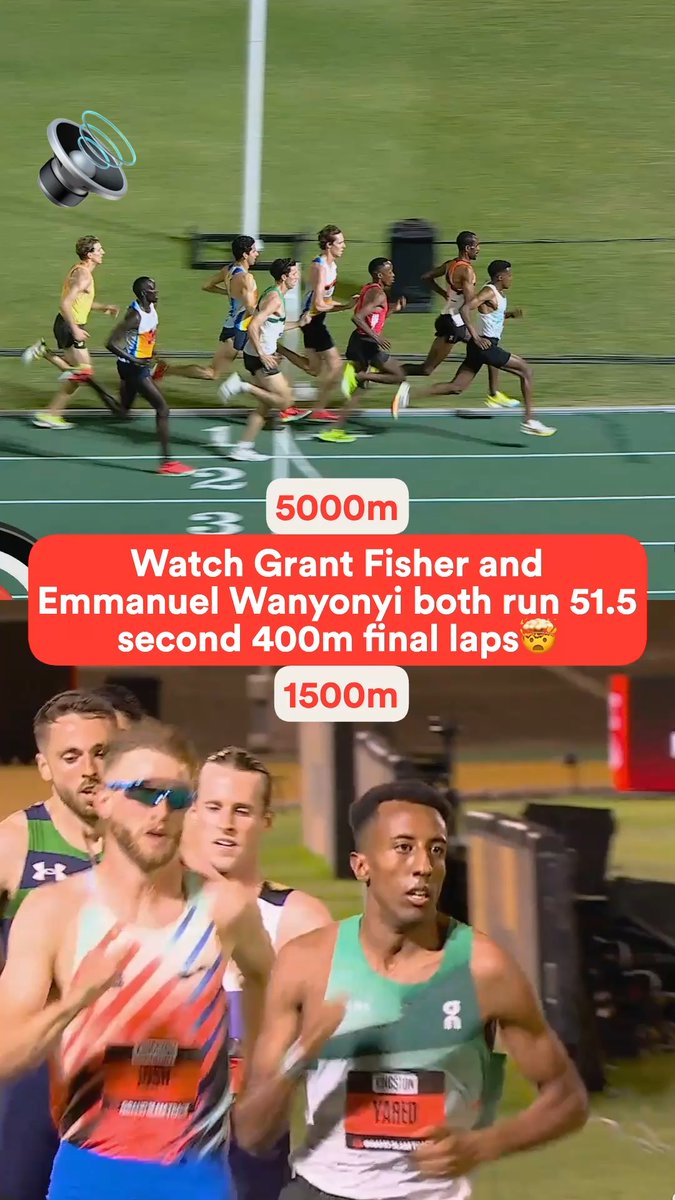 Absolutely ELECTRIC⚡ final laps from Grant and Emmanuel🔥 Fisher kicked from 6th to 1st to win the Men's 5000m, while Emmanuel kicked from 4th to 1st to win the Men's 1500m💪