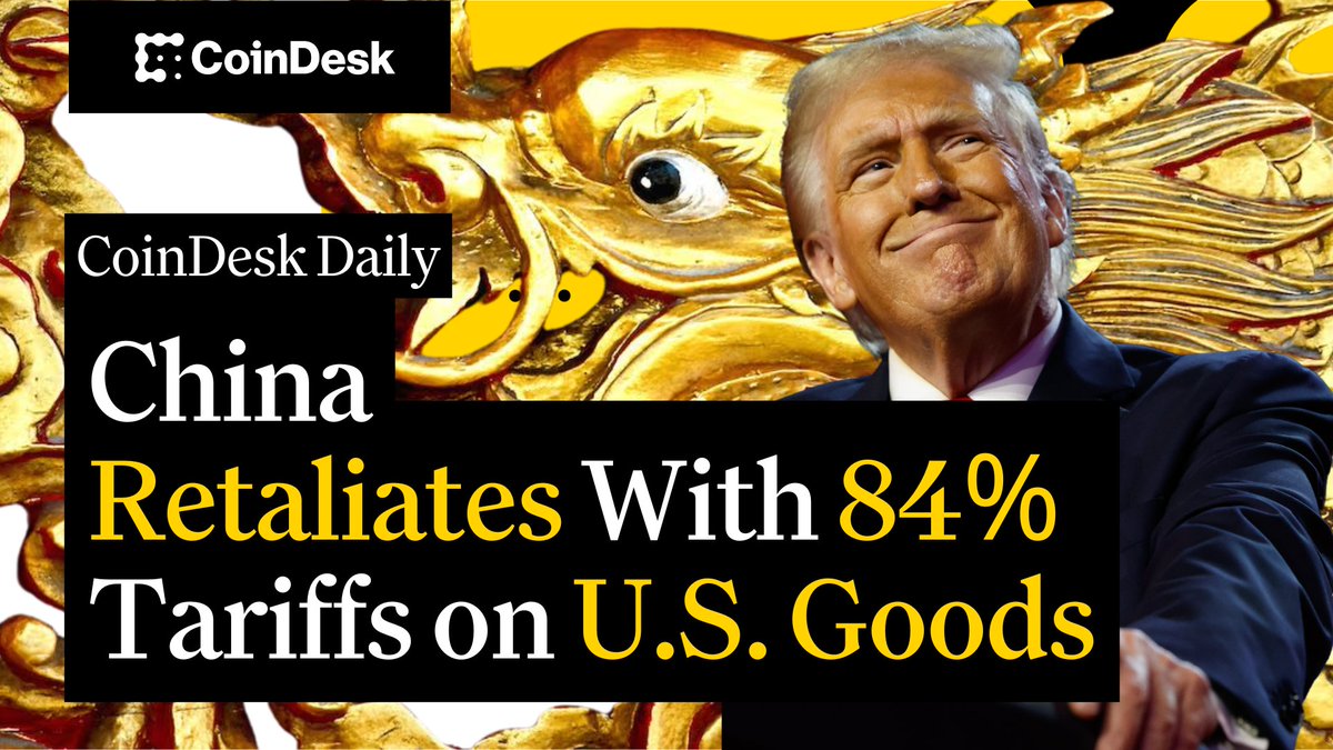 🗞️ China slaps 84% tariffs on U.S. goods, sending cryptocurrencies and global stocks lower 🗞️ Bitcoin volatile between $70K–$80K where there is an “air pocket” of thin liquidity 🗞️ Trump family's World Liberty Financial sells ETH at $125M loss Christine Lee has top headlines on "CoinDesk Daily." 🔗👇
