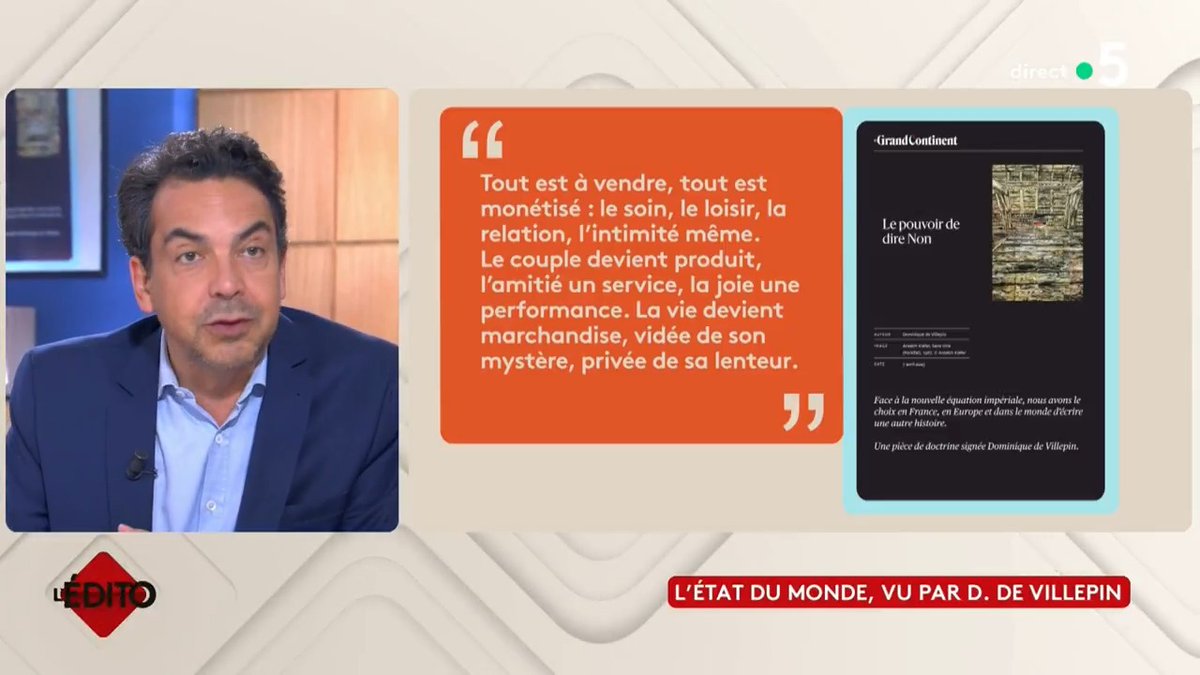🔴 L'État du monde, vu par Dominique de Villepin : décryptage dans l'édito de #PatrickCohen ⬇️ #CàVous
