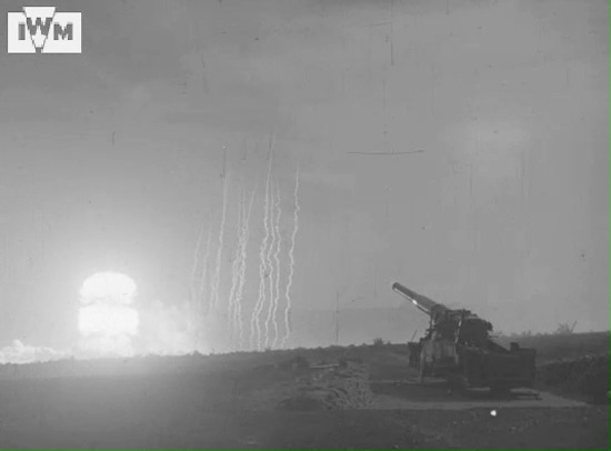 A W9 warhead explodes after being fired from a 280mm atomic cannon as part of the Upshot-Knothole Grable test, 25 May 1953. Film: IWM NAT 1452