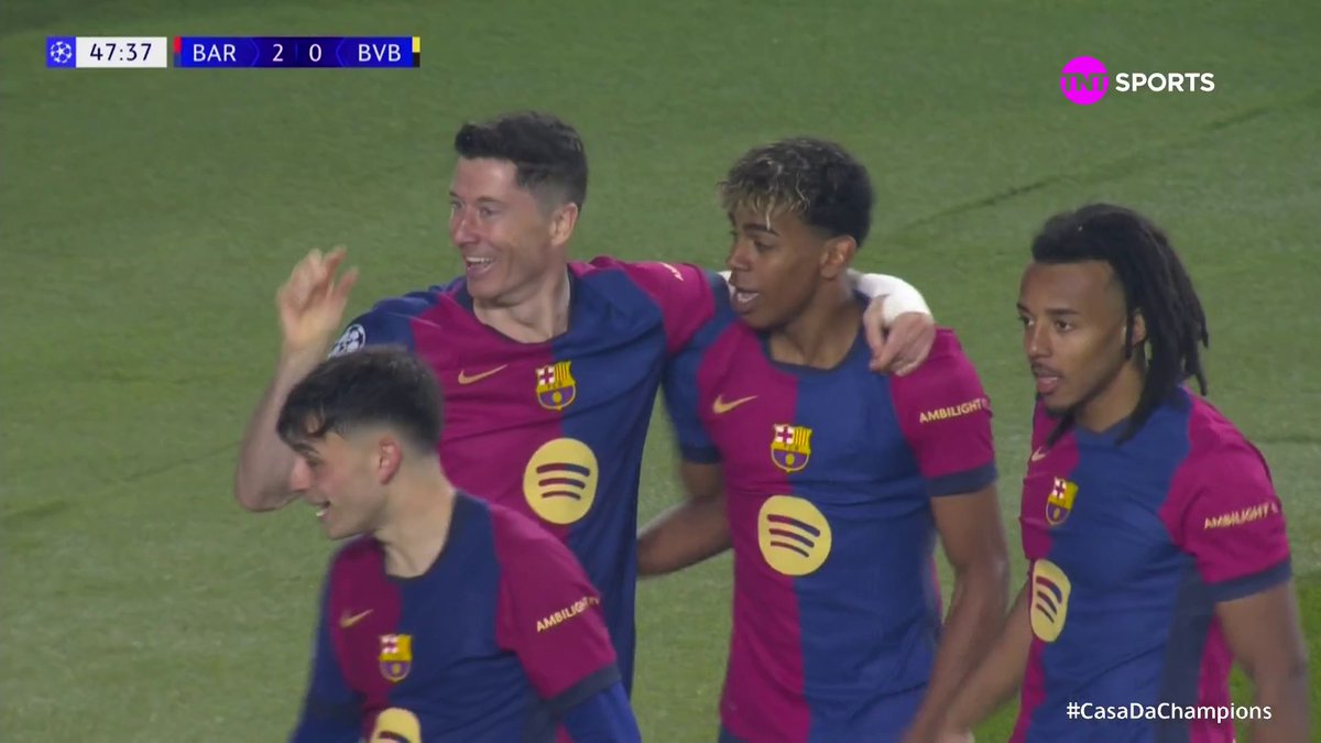 GOOOOOOOOOL! 🔵🔴 A LEI DO EX NUNCA FALHA! DO YAMAL PRO RAPHINHA, DO RAPHINHA PRO LEWA E DO LEWA PRO GOL! LEWANDOWSKI! 🇵🇱 Barcelona x B. Dortmund EXCLUSIVO na @streammaxbr ( #CasaDaChampions