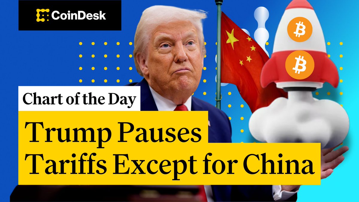 📊 Trump pauses tariffs for 90 days — except for China. Bitcoin and Nasdaq surge. Christine Lee presents "Chart of the Day," presented by Crypto.com. 🔗👇