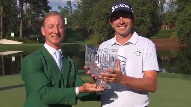 Crystal for the champion! Nicolas Echavarria claims the Par 3 Contest. #themasters