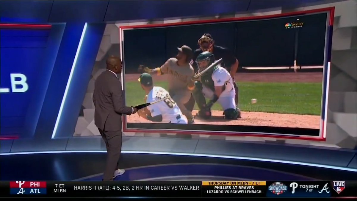 Swing or no swing? Luis Arraez's first strikeout of the season came against a pitch that hit him! #MLBTonight