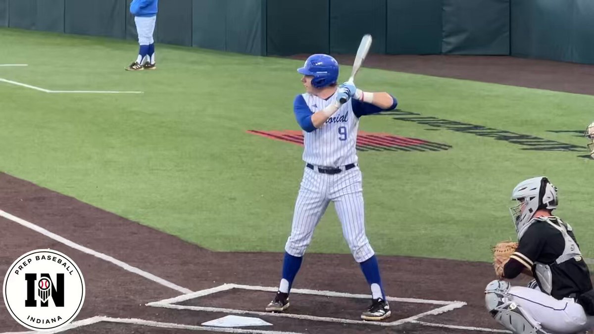 ‘25 SS Simon Schulz (simon schulz) 6’0” 180, Evansville Baseball recruit Works a long at-bat before delivering a long triple to the RCF gap, coming off the bat at 94 mph. Bat2ball &amp; IQ stand out most in his game. Evansville Memorial out to an early 5-0 lead.