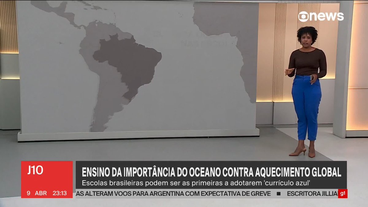 O Brasil pode se tornar o primeiro país do mundo a ter no currículo das escolas o ensino sobre a importância dos oceanos no combate ao aquecimento global. É o currículo azul. ➡ Assista ao #J10: #GloboNews