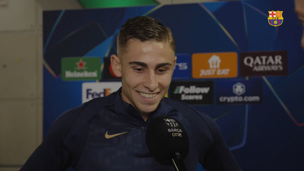🎙️ FERMÍN: “I'm happy with the assist and that we won. It was a very important match. I think the whole team played really well.” #BarçaBVB UEFA Champions League