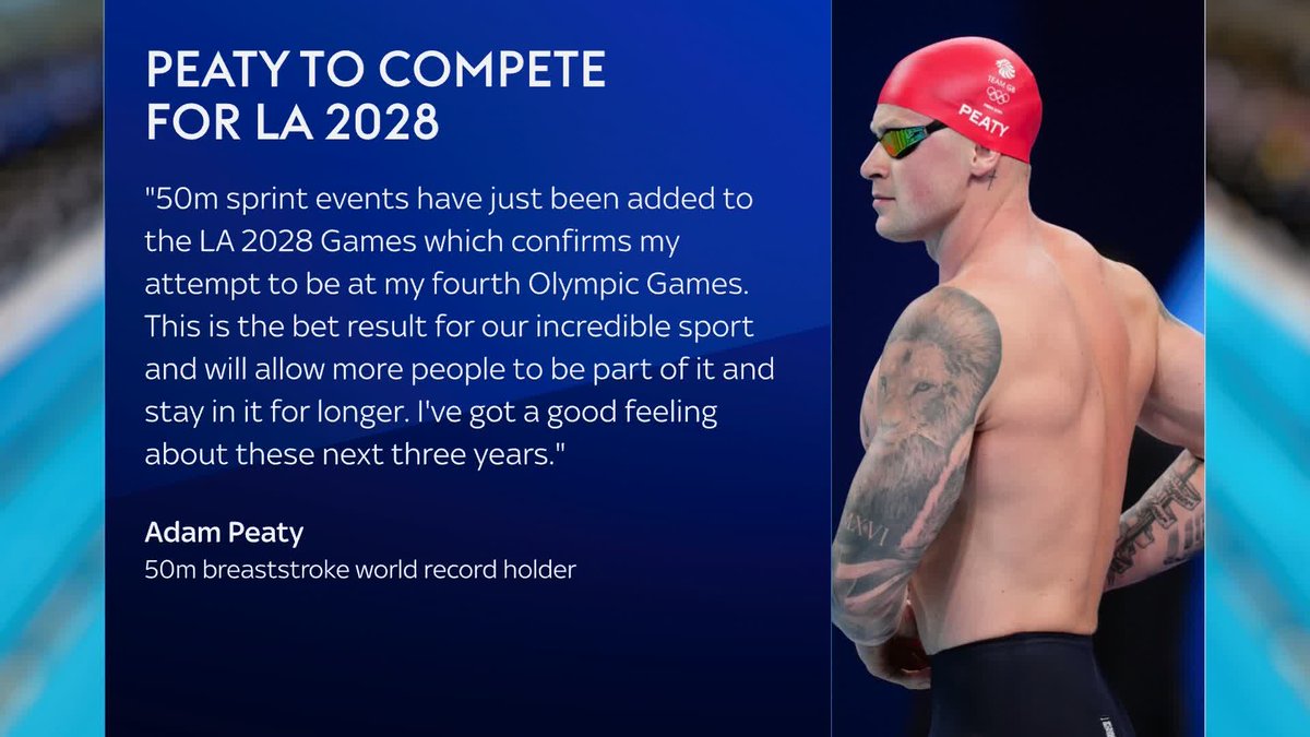 Six-time medalist Adam Peaty has said he will aim to compete at the 2028 Olympics in LA 🏅