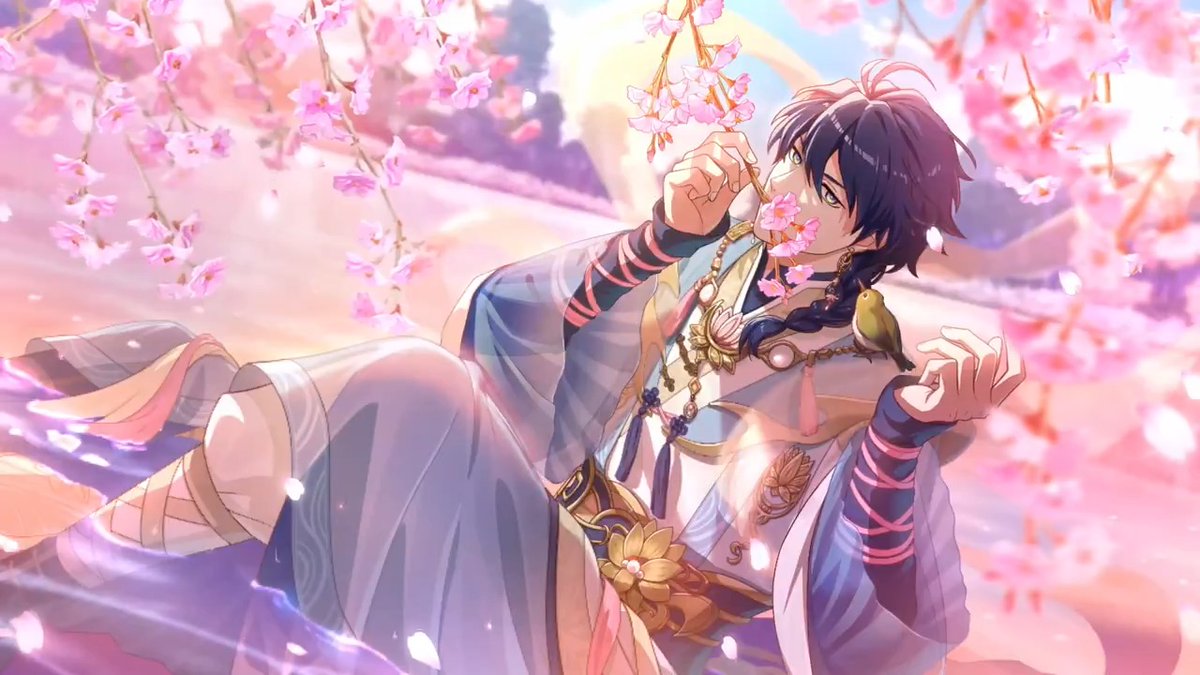 ◤カードアニメーション◢ 「花ぞ夢見る桃源郷」イベントガシャにてGETできる★4【桃源郷】魅上 才悟 のカードアニメーションをご紹介 該当カードを1回限界突破するとアプリ内で再生可能に✨ イベントガシャは4/17(木)12:59まで‼ #カメンズ