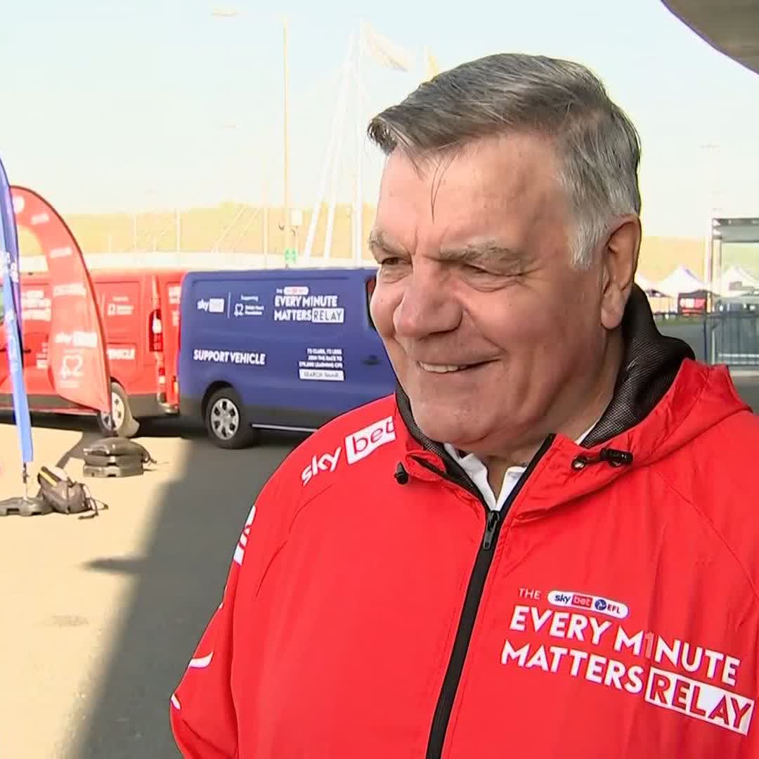 "Every minute matters" A busy day for former England manager Sam Allardyce as he takes part in a 13k relay to raise awareness of CPR knowledge.