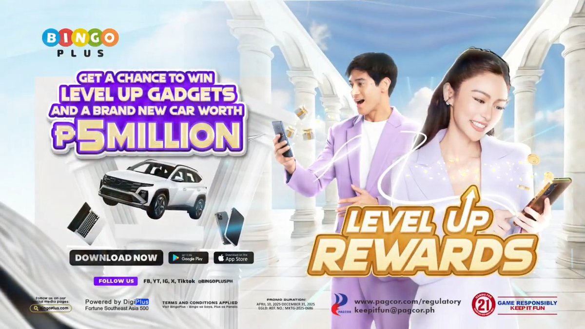 MAS PINASAYA ANG PREMYO SA BINGOPLUS! Ngayong Abril, mas bonggang saya at panalo ang naghihintay! 🎁 Tara na’t sumali sa mga laro at manalo ng mga pa-bonus at papremyo na tiyak na ikakatuwa mo! Wag magpahuli—i-download na ang BingoPlus app! #BingoPlus #LevelUpRewards