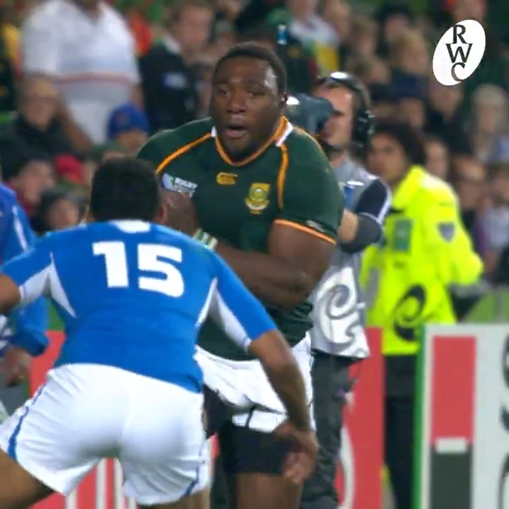 That one's got to hurt 🫣 A lot of respect to Chrysander Botha for this tackle on Tendai Mtawarira 🇳🇦 #RWC2011 | Namibia Rugby