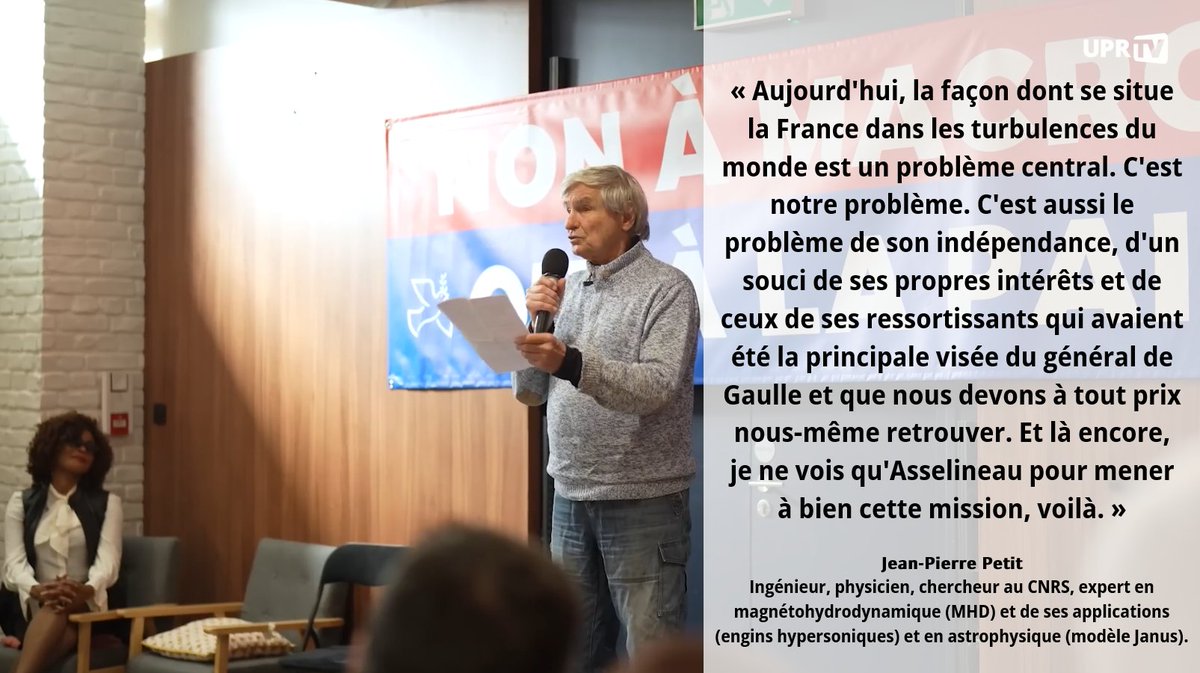 « En écoutant François Asselineau 🇫🇷, j'ai trouvé le seul homme politique ayant l'expérience et le recul nécessaire par rapport aux situations de tous ordres et faisant montre d'une réelle cohérence, clairvoyance et constance. » Jean-Pierre Petit (PETIT Jean-Pierre) #Trump #Frexit #France