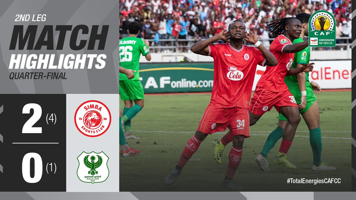 HIGHLIGHTS 📹 Simba SC scored twice in 90 minutes against Al Masry SC forcing the game into penalties and securing their spot in the semi-finals. 👏 #TotalEnergiesCAFCC | Football Together