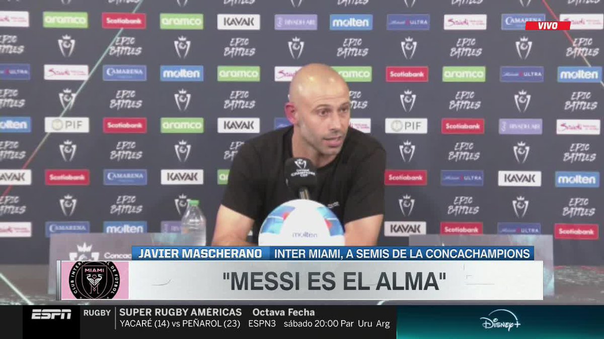 "MESSI ES EL ALMA DEL EQUIPO. ES EL MÁS GRANDE DE LA HISTORIA" 🗣️ Los tremendos elogios de Javier Mascherano para Leo Messi tras la clasificación del Inter Miami 📺 #DisneyPlus