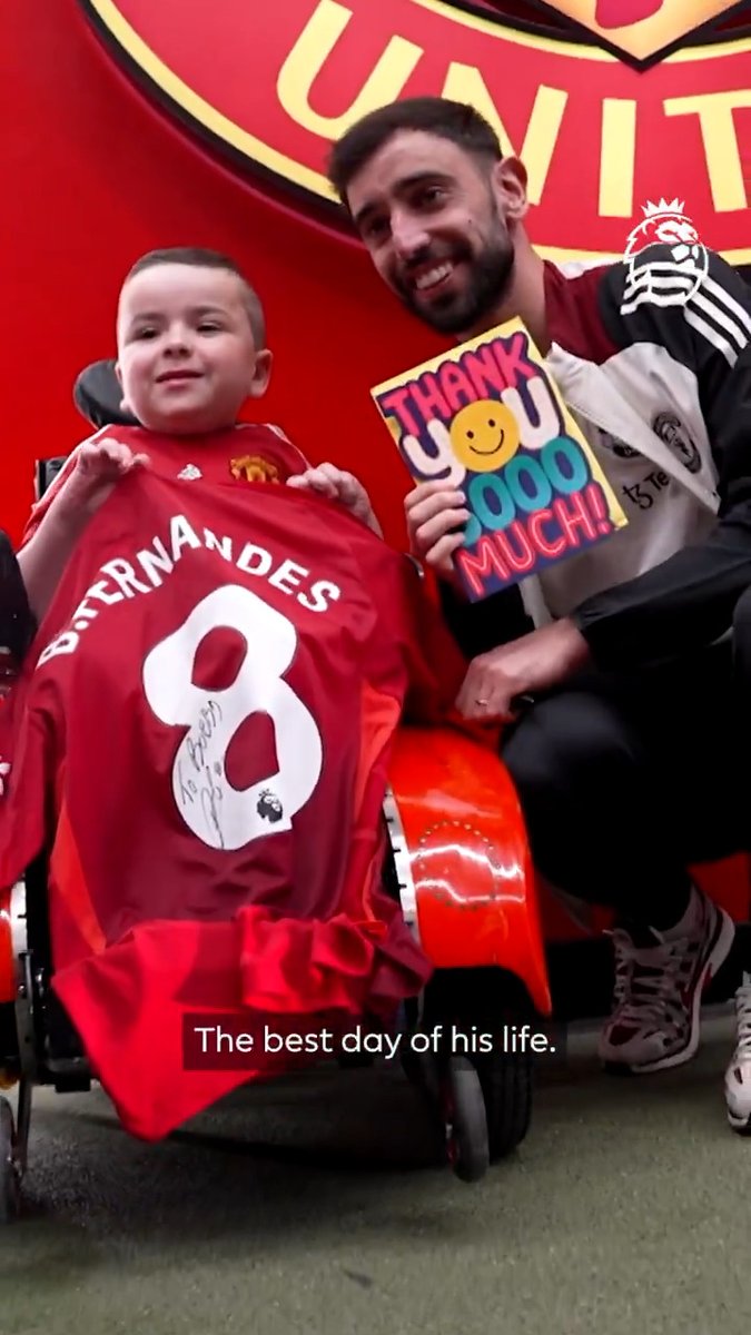 Meet Bobby… On Sunday, he led out his beloved Manchester United alongside his hero Bruno Fernandes, to become the club’s first ever wheelchair-using mascot. This is his story ❤️