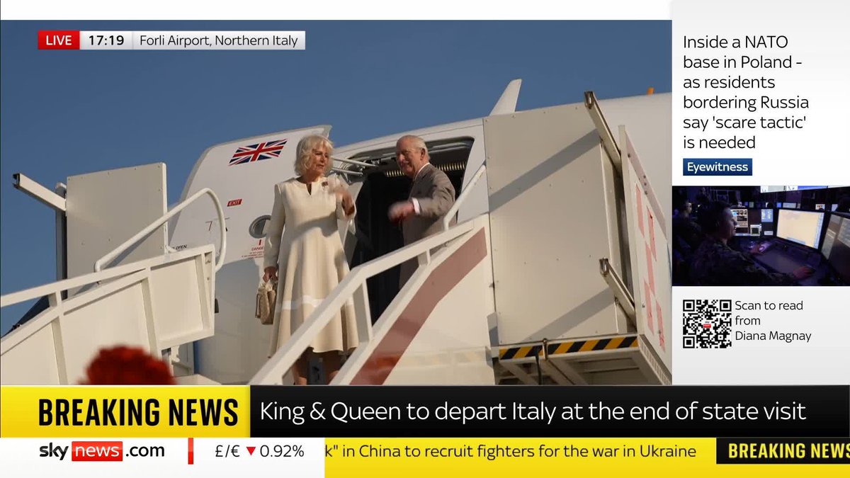 BREAKING: King Charles and Queen Camilla's four-day state visit to Italy has come to an end. 📺 Sky 501, Virgin 602, Freeview 233 and YouTube