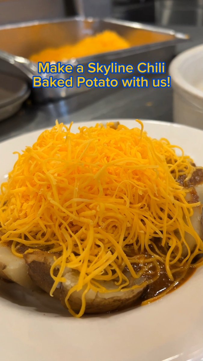 Looks good. Tastes even better! Let us put you onto the 3-Way Potato. 🥔🥔🥔​ Baked potatoes are available at participating Skyline locations.