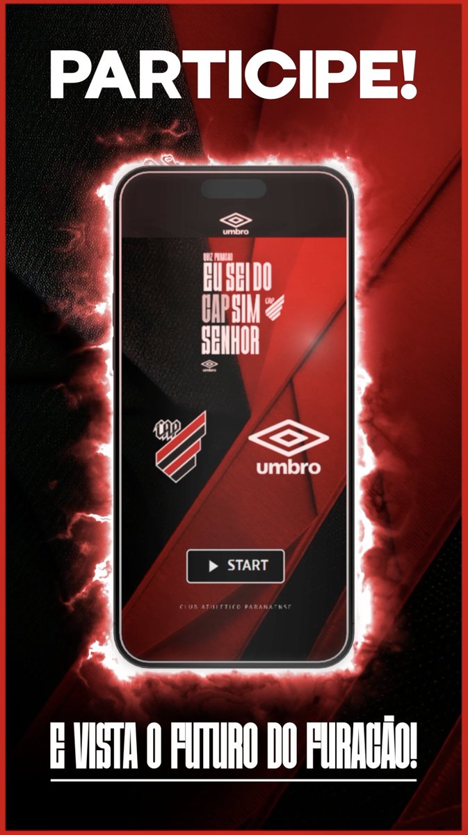 Você jura que sabe tudo sobre o nosso Rubro-Negro? Então, chegou a hora de provar isso! Participe do quiz "Eu sei do CAP, sim senhor!" e entre no ranking dos athleticanos mais afiados. 🌪️ Os 25 melhores colocados vão participar do evento de lançamento da nossa nova camisa oficial, no dia 17 de abril, e dos próximos passos do ato 2! O quiz começa às 12h desta sexta (11) e vai até as 12h de domingo (13). ⏰ Responda certo e responda rápido! O link para participar será divulgado nesta sexta, ao meio-dia...