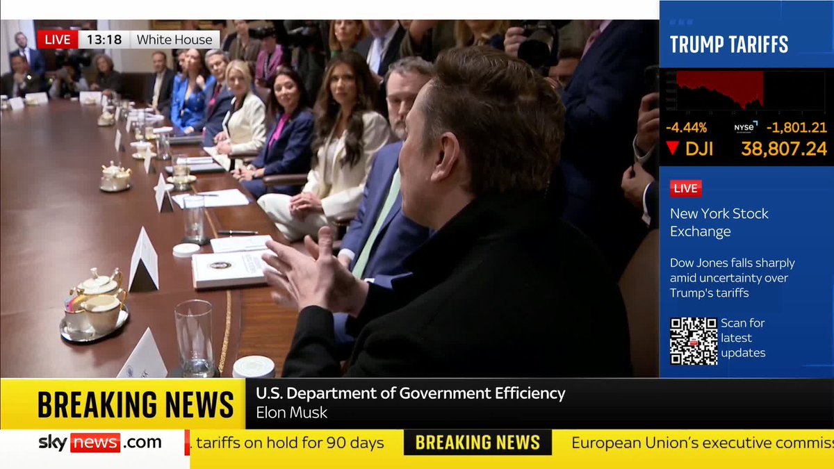 Elon Musk, of the US department of government efficiency, announces that he 'anticipates savings from reduction of waste and fraud of $150bn'. Latest 🔗 📺 Sky 501, Virgin 602, Freeview 233 and YouTube