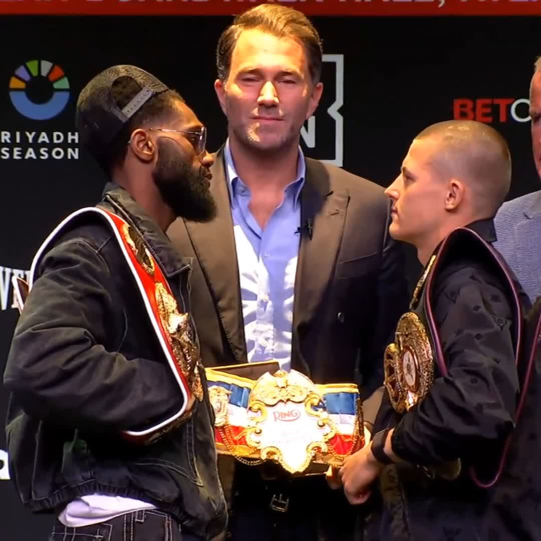 PRESS CONFERENCE FACE-OFF 👀 Boots vs Eimantas Stanionis 👑 IBF, WBA World & Ring Magazine Welterweight Unification #BootsStanionis | DAZN Boxing