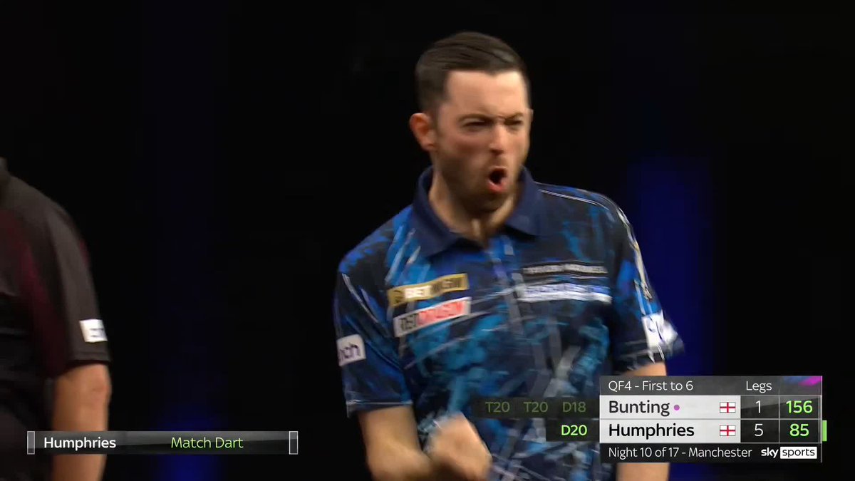 SENSATIONAL FROM HUMPHRIES! 🤯 That was ASTONISHING from Luke Humphries! The world number one averages 118.43 to demolish Stephen Bunting and set up a semi-final showdown against Luke Littler in Manchester! 📺 #PLDarts25